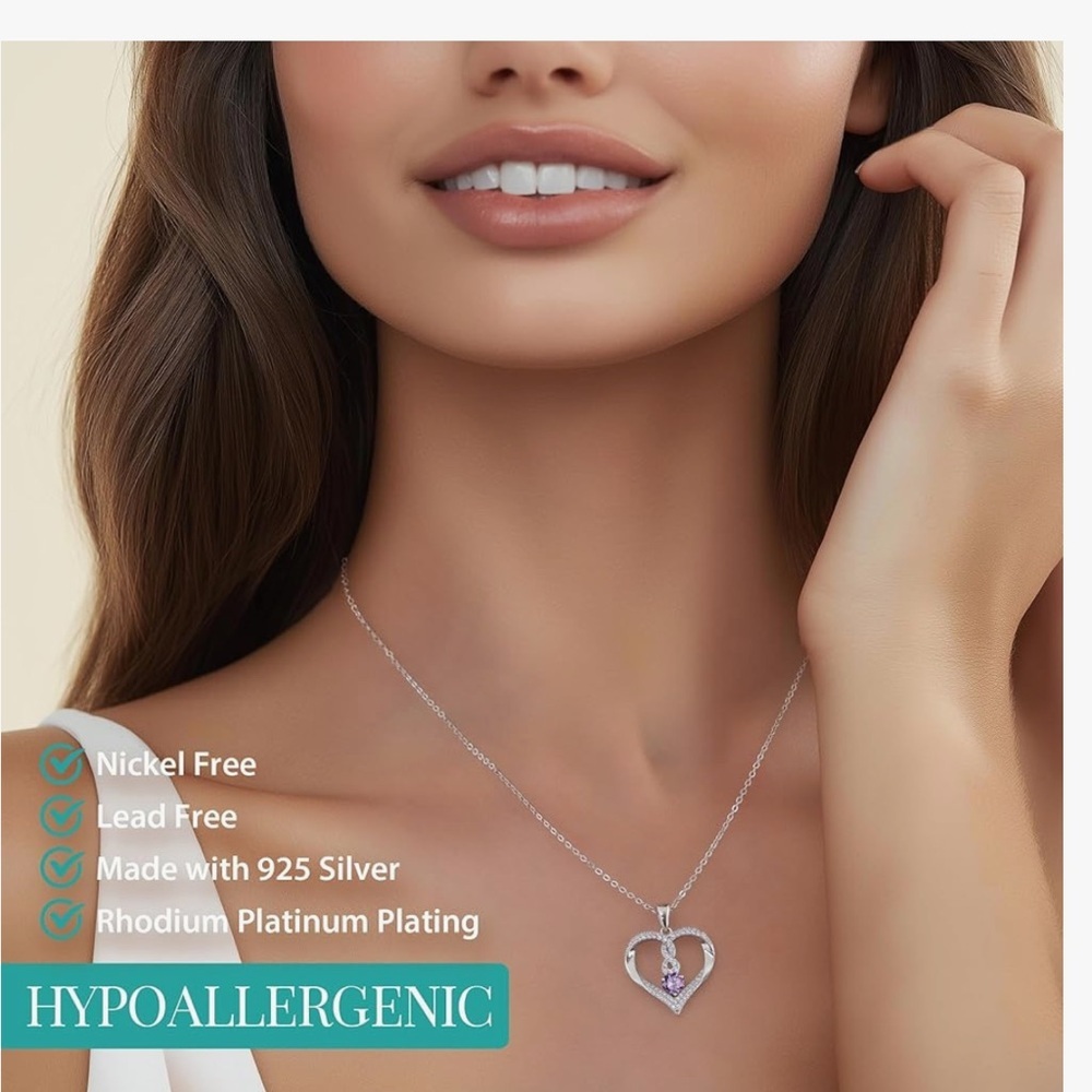 LOUISA SECRET Infinity Heart Necklaces Gold Plated-925 Silver Purple